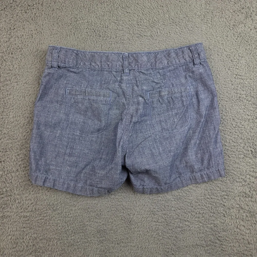 Old Navy Chambray Belted Shorts Women's 14 Blue Adjustable Waist Cotton